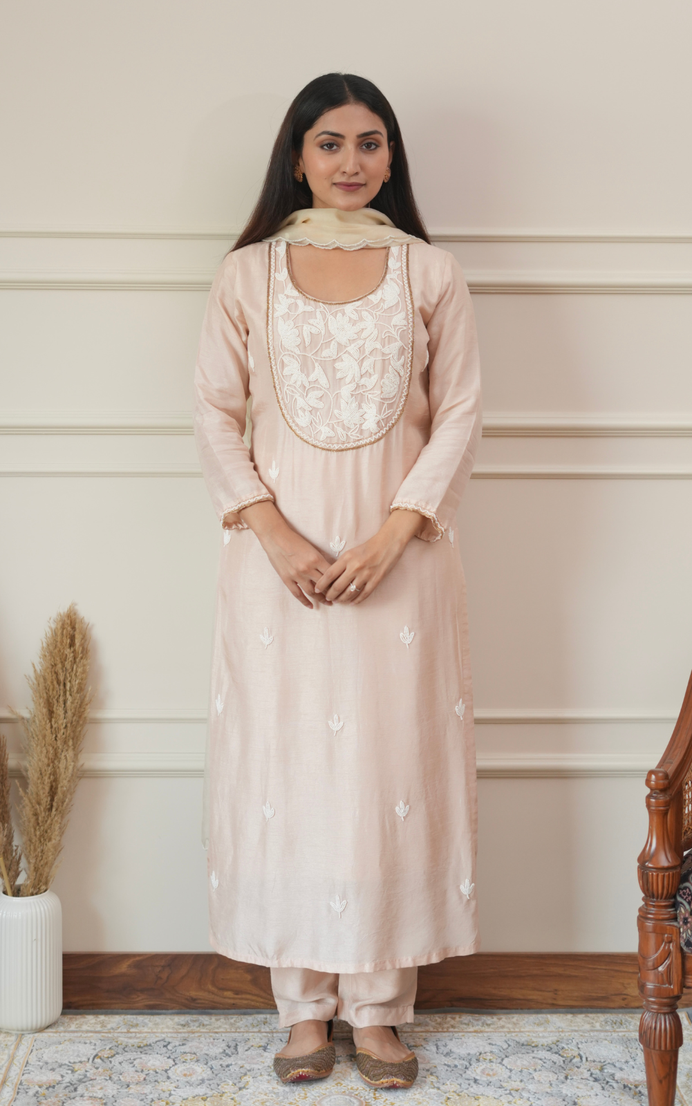 Blush Beige Dola Silk 3-Piece Suit