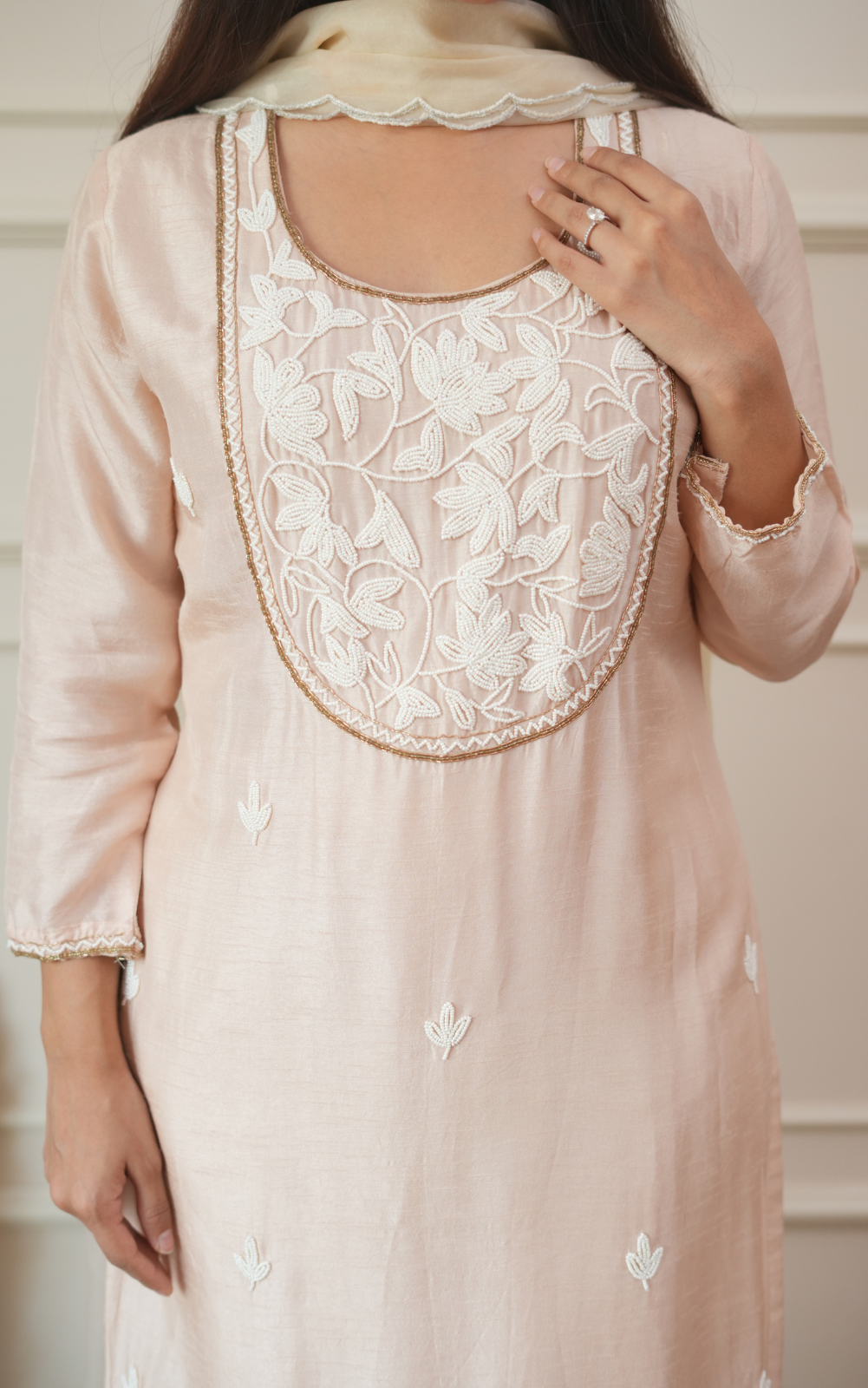 Blush Beige Dola Silk 3-Piece Suit