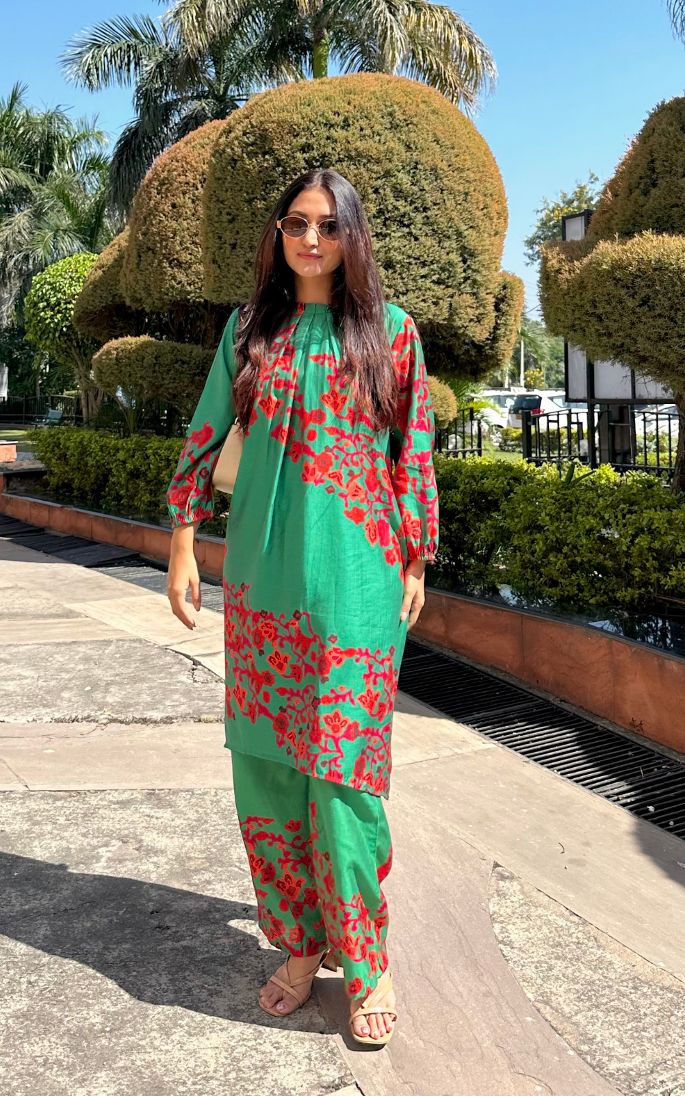 Green & Red Printed Co-ord Set