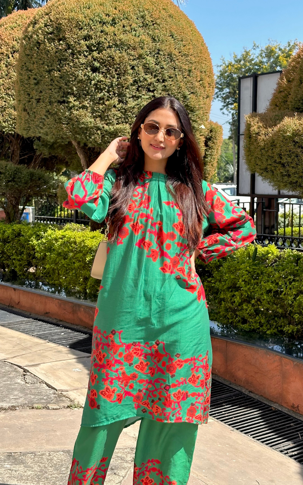 Green & Red Printed Co-ord Set