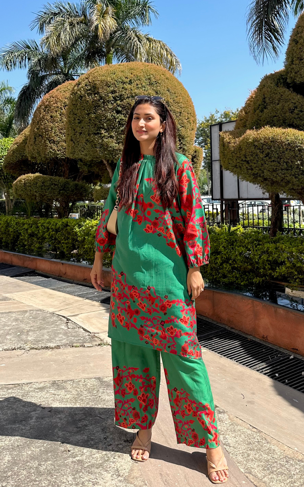 Green & Red Printed Co-ord Set