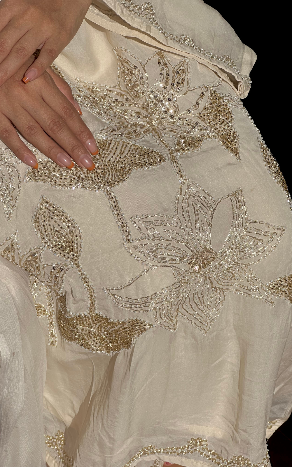 Ivory Organza 3-Piece Suit with Zardozi & Sequin Work