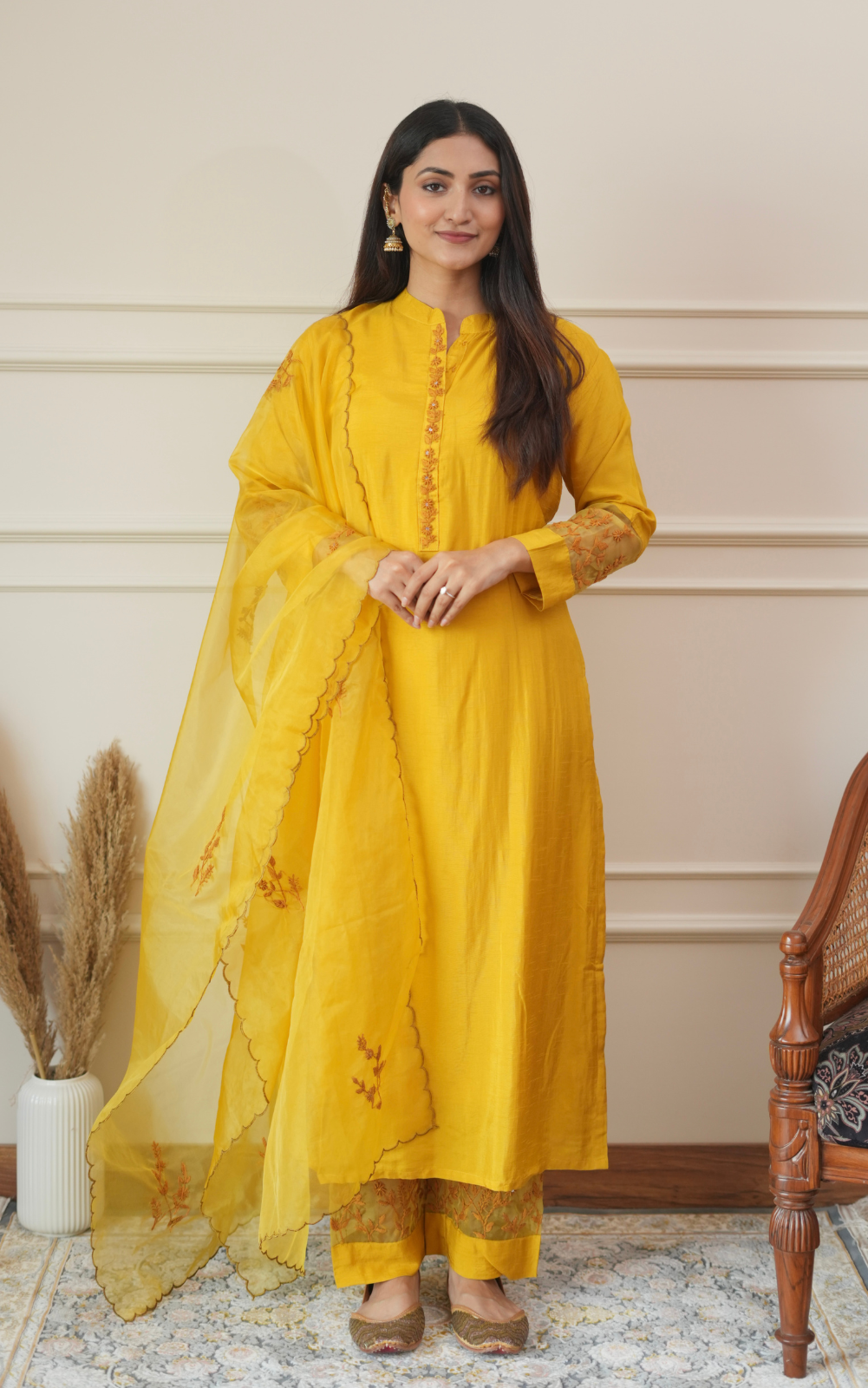 Sunshine Yellow Dola Silk 3-Piece Suit
