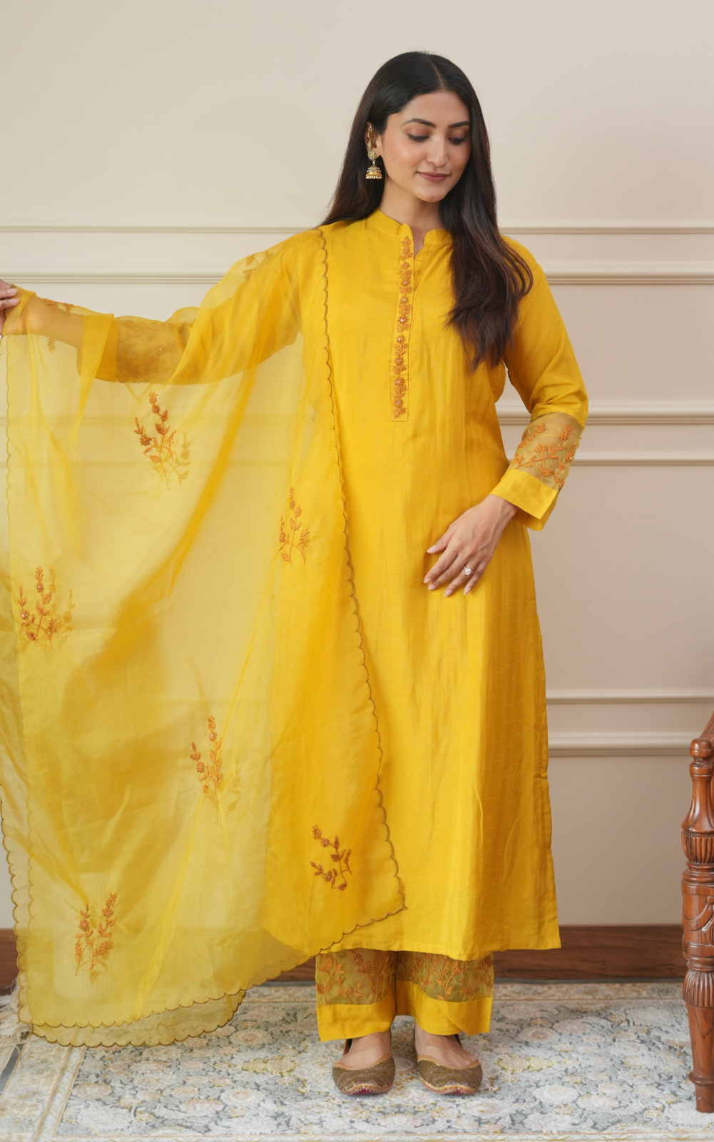 Sunshine Yellow Dola Silk 3-Piece Suit